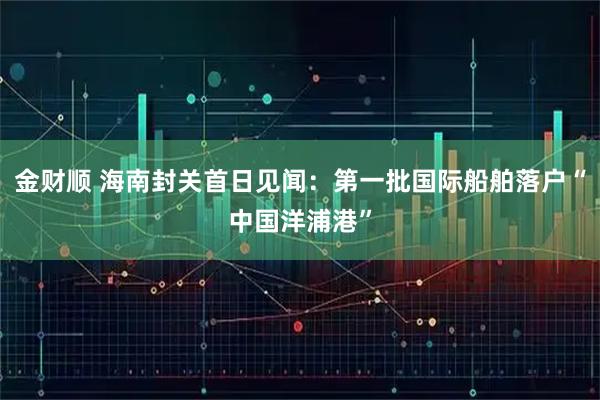 金财顺 海南封关首日见闻：第一批国际船舶落户“中国洋浦港”