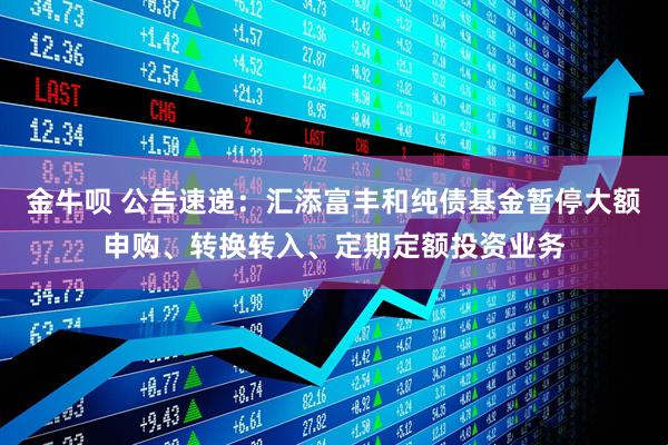 金牛呗 公告速递：汇添富丰和纯债基金暂停大额申购、转换转入、定期定额投资业务